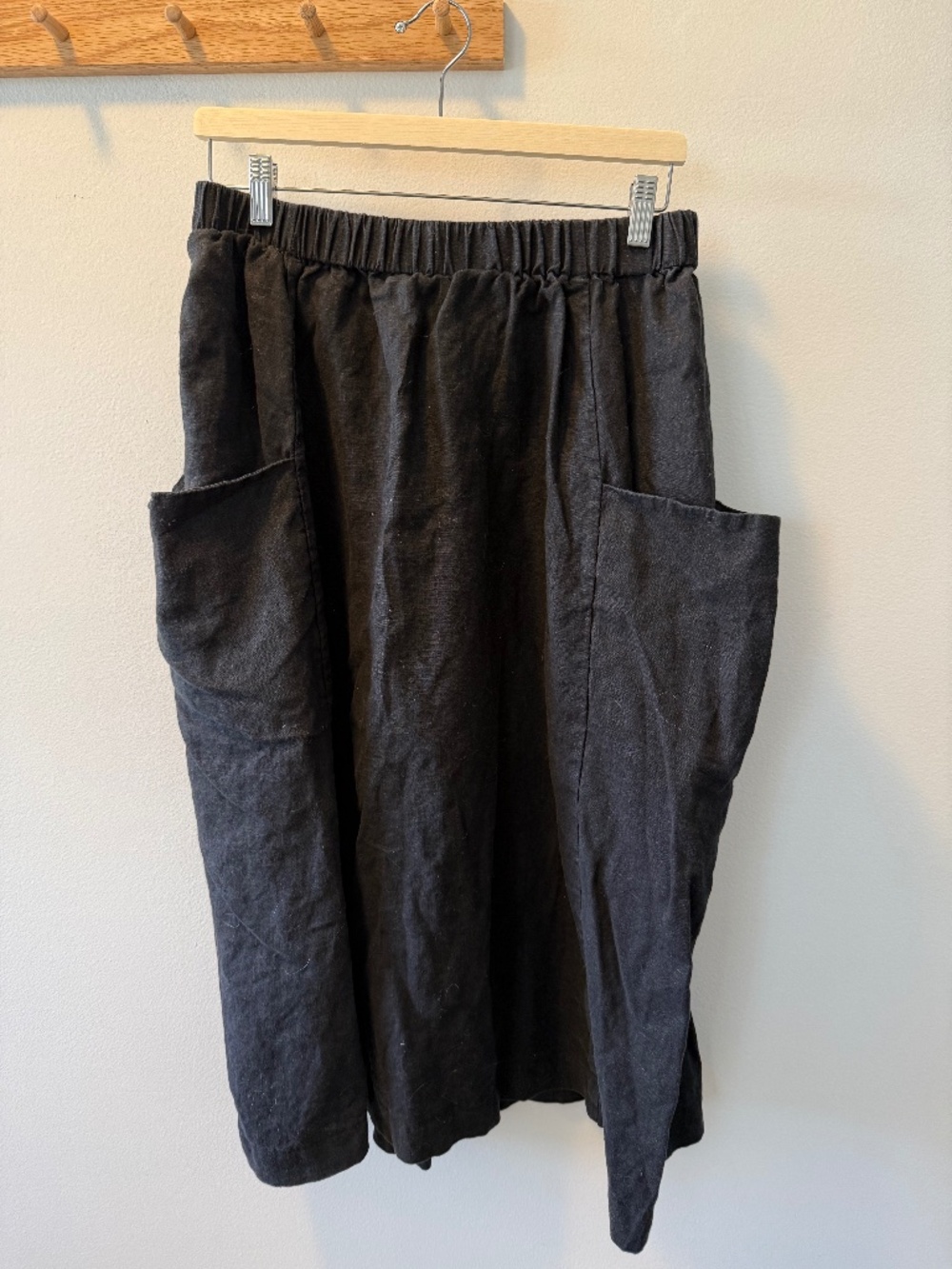 Homemade Black Linen Pocket Skirt
